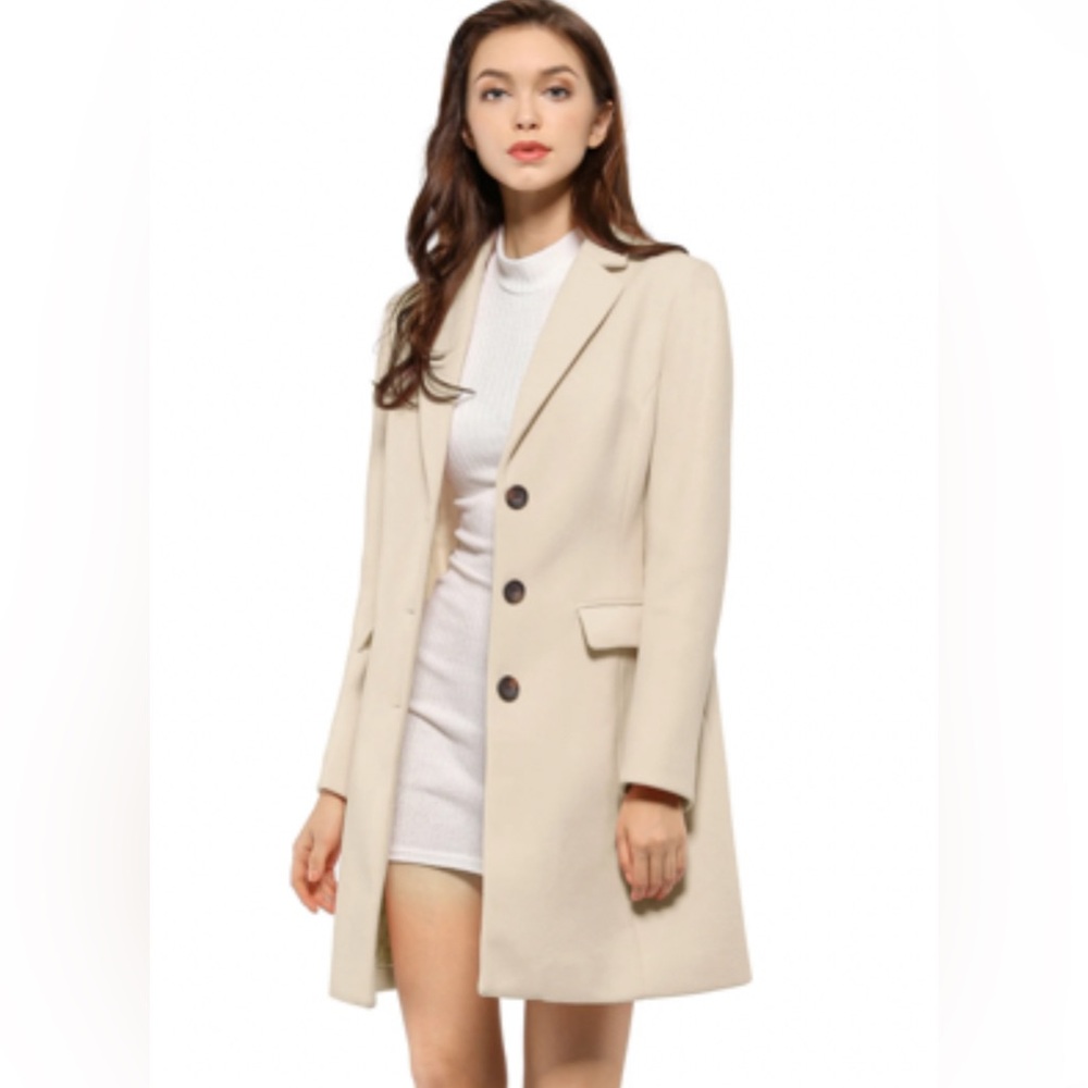 Allegra K Winter Long Overcoat Beige